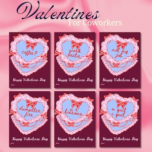 Carte de Saint-Valentin rose pour collègue Coquette, carte d'entreprise amusante, carte de gâteau coeur pour collègues, pour employés, Saint-Valentin à imprimer, cadeau