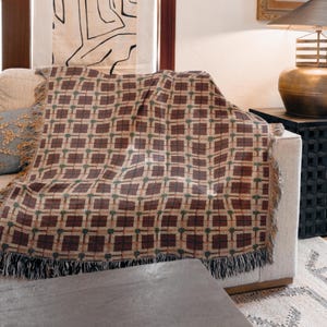 Manta de algodão macio, estilo MCM, tecida em tecido, para parede, decoração aconchegante e elegante. Ideal para presentear. Perfeita para cama ou como peça decorativa de estilo retrô.