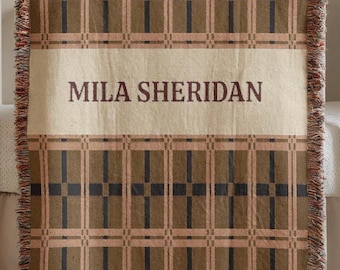 Pasgeboren naamdeken babykamerthema boho modern zacht plaid, kinderkamerinrichting aangepaste naam tapijt kraamcadeau neutraal babybeddeken