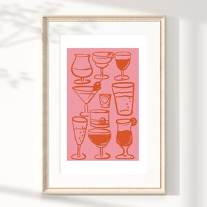 Wall Art Pink Abstract Digital Download Print Organic Printable Bar Cart Art Modern Digital Download Contemporary Rose Wall Art