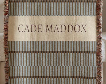 Pasgeboren naamdeken babykamerthema boho modern zacht plaid, kinderkamerinrichting aangepaste naam tapijt kraamcadeau neutraal babybeddeken