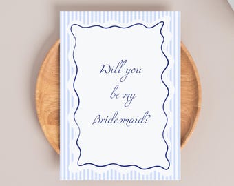TARJETAS DE INFORMACIÓN DE PROPUESTA DE DAMA DE HONOR, coqueta, tarjeta de dama de honor, caja de regalo para fiesta nupcial imprimible con descarga digital, plantilla Canva personalizable