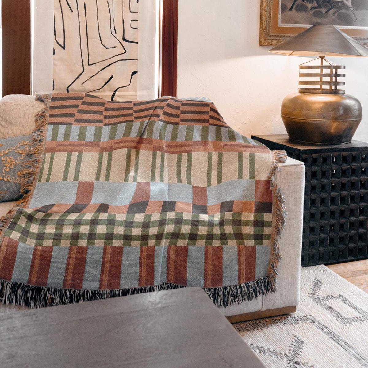 Soft Cotton Woven MCM Blanket | 80" x 60"