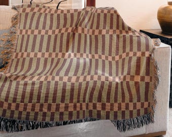 Cotton Woven MCM Blanket | Tapestry Throw | Aesthetic Gift Blanket | Minimalist Abstract Wall Art Tapestry | Mid Century Modern Cozy Decor