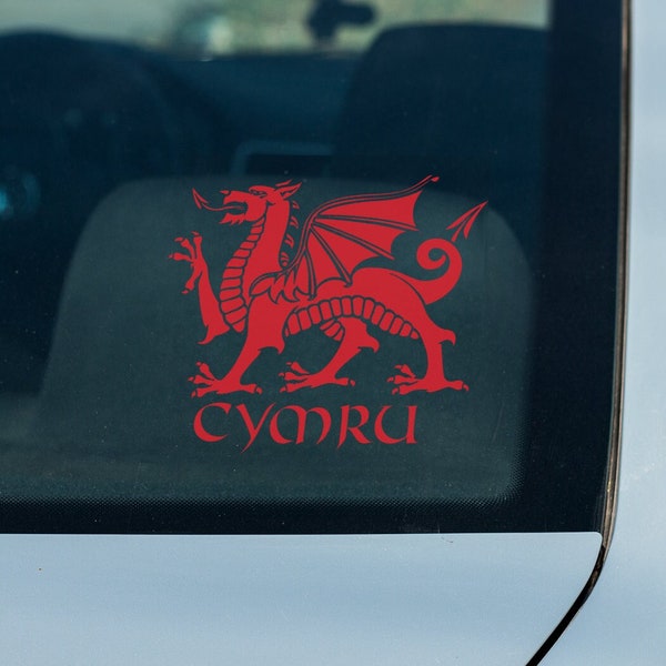 Welsh Dragon Decal, Dragon Banner Cymru Weather Resistant Sticker, Cymru Am Byth, Cymraeg Bumper Sticker,  Y Ddraig Goch Vinyl Decal