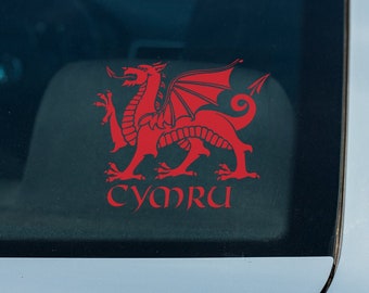 Welsh Dragon Decal, Dragon Banner Cymru Weather Resistant Sticker, Cymru Am Byth, Cymraeg Bumper Sticker,  Y Ddraig Goch Vinyl Decal