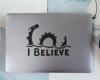 I Believe Loch Ness Monster Window Decal, Nessie Monster of Loch Ness Cryptid Mythology Celtic Sticker, Cryptozoology Monsters Decal