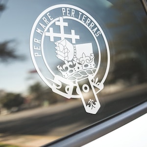 Clan MacDonald Vinyl Decal, Scottish Family Crest Bumper Sticker, Celtic Heritage Donald Clan Sigil, Per Mare Per Terras Sticker