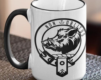 MacTavish Clan Crest Coffee Mug, Scottish Thompson Arms Crest 15oz. Mug, McTavish Clans Scotland Ancestry Heritage Cup, Family Arms Gift