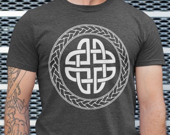 Celtic Shield Knot T Shirt, Circle Knotwork Ancient Gaelic Tee, Protective Druid Shield Symbol, Unisex Graphic T-Shirt