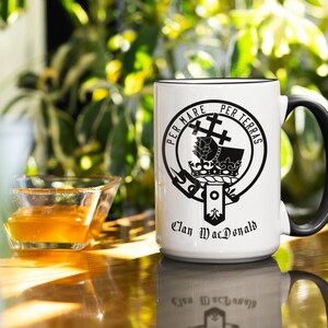 MacDonald Name Crest Coffee Mug, Scottish Clan McDonald Arm Crest 15oz. Mug, Donald Clans Scotland Ancestry Gift Heritage Symbol Family Arms image 4