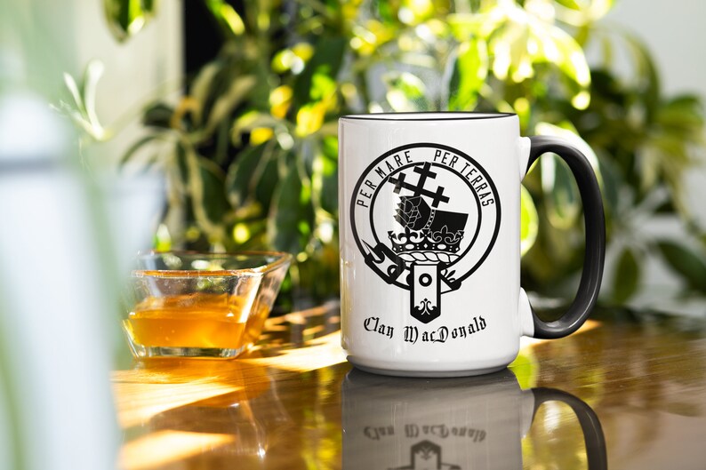 MacDonald Name Crest Coffee Mug, Scottish Clan McDonald Arm Crest 15oz. Mug, Donald Clans Scotland Ancestry Gift Heritage Symbol Family Arms image 4