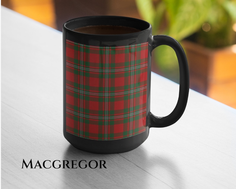 Scottish Clan Tartan Coffee Mug, Your Family Tartan Personalized, 15oz Scots Heritage Gift, Clans Wallace MacDonald Fraser Campbell and More image 2