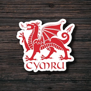 Welsh Dragon Sticker, Dragon Banner Cymru Weather Resistant Sticker, Cymru Am Byth, Cymraeg Bumper Sticker,  Y Ddraig Goch Flag Sticker