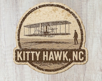 Adesivo Kitty Hawk NC, Adesivo Vintage Wright Brothers OBX, Lembrança de Outer Banks NC, Adesivo da Carolina do Norte, Adesivos de Viagem Costeira