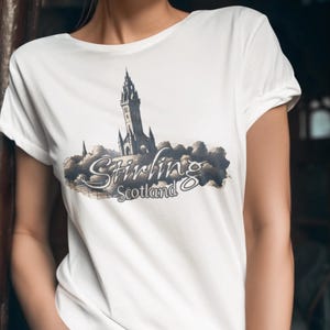 Stirling Scotland Unisex T Shirt, Wallace Monument Braveheart Scottish Shirts, Scottish Vacation Souvenir Travel Tee, Vintage Art Celtic Tee