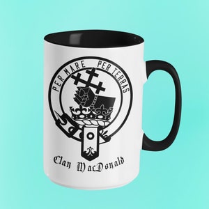 MacDonald Name Crest Coffee Mug, Scottish Clan McDonald Arm Crest 15oz. Mug, Donald Clans Scotland Ancestry Gift Heritage Symbol Family Arms image 3