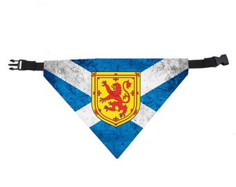 Scottish Royal Banner Dog Scarf, Saltire Flag of Scotland Pet Bandana, Scots Heritage Gift, Celtic Rampant Lion St. Andrews Cross