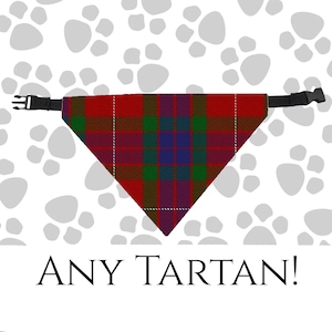 Scottish Clan Tartan Pet Scarf, Choose your Tartan, Scots Tartan Dog Bandana Puppy Accessory, MacDonald Fraser Wallace and More