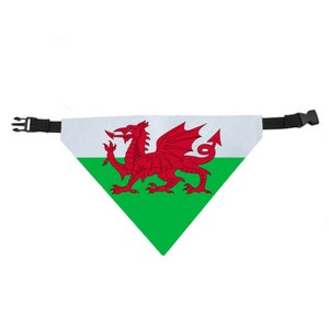 Welsh Flag Dog Scarf, Dragon Banner Pet Bandana with Collar, Flag of Wales, Cymru Am Byth, Cymraeg Y Ddraig Goch, Wales Dragon Dog Bandana