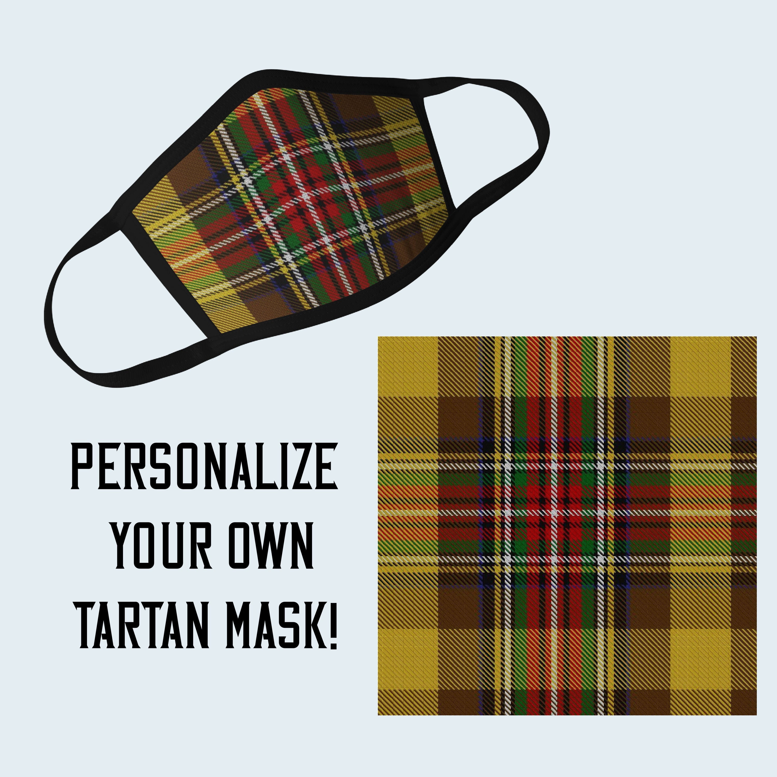 Custom Tartan Face Mask Scottish Plaid Face Covering Celtic Etsy