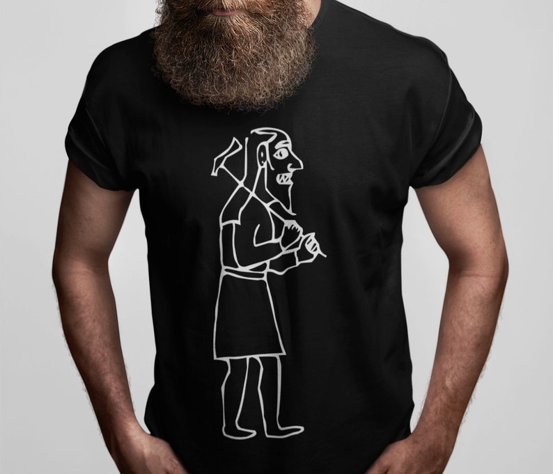 Rhynie Man Pictish T-Shirt, Scottish Highland Pictish Stone T Shirt, Pictish Art Pict Symbols Tee, Rhynie Celtic Druidry Ancient Pagan Glyph image 1