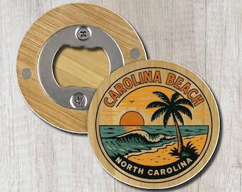 Carolina Beach Bottle Opener, Bamboo NC Coastal Souvenir Gift, Coastal Beachy Kitchen Decor, North Carolina Vacation Keepsake, Bar Accessory
