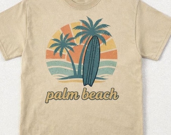 Palm Beach Florida Sunset Tee, Atlantic Coastal FL Souvenir Shirt, West Palm Beach Surf Style Travel T-Shirt