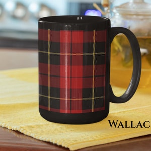Scottish Clan Tartan Coffee Mug, Your Family Tartan Personalized, 15oz Scots Heritage Gift, Clans Wallace MacDonald Fraser Campbell and More image 3
