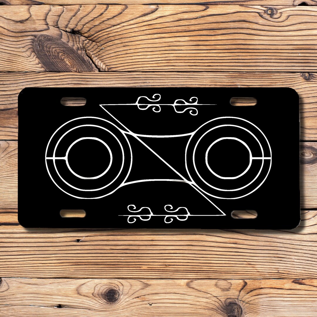 Pictish Symbol License Plate, Ancient Scottish Z Rod and Double Disc, Celtic Pagan Pict Artwork