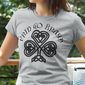 Erin Go Bragh T-Shirt, Irish Gaelic T Shirt Ireland Lover Tee, Celtic Shamrock Knot Symbol Gift, Unisex Celtic Knot Apparel, Lucky Irish image 1