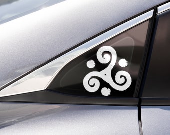 Celtic Triskelion Vinyl Decal, Pictish Scottish Knots Vehicle Sticker, Window Cling, Permanent Adhesive White or Black, Wicca Glyph