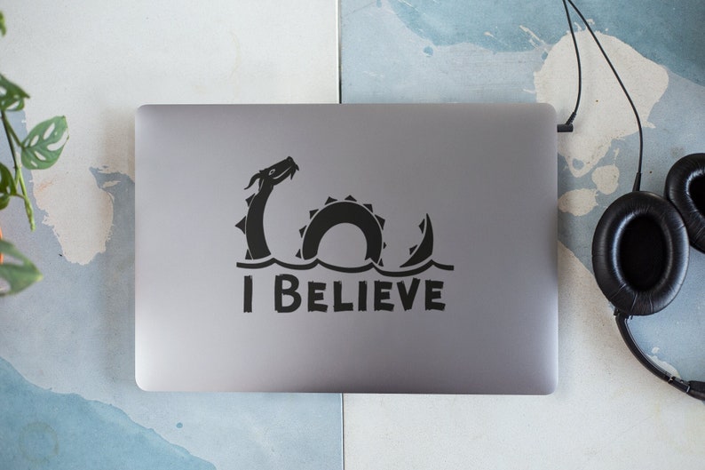 I Believe Loch Ness Monster Window Decal, Nessie Monster of Loch Ness Cryptid Mythology Celtic Sticker, Cryptozoology Monsters Decal image 1