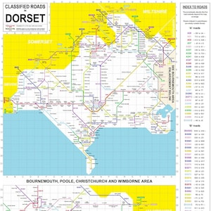 Londen Underground-stijl kaart van Dorset wegen