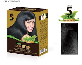 Nisha Quick Hair Color Henna-Based Herbal Protection No Ammonia 100% Grey Coverage Permanent Root Touch Up & Full Hair Color