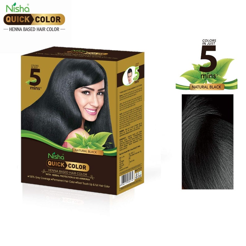 Nisha Quick Hair Color Henna-Based Herbal Protection No Ammonia 100% Grey Coverage Permanent Root Touch Up & Full Hair Color zdjęcie 1