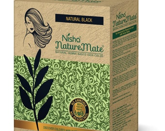 Nisha Nature Mate Natural Henna Based Hair Color No Ammonia Herbal Protection Hair 6-in-1, 10gm Each Pouch, Box Pack (Natural-Black)