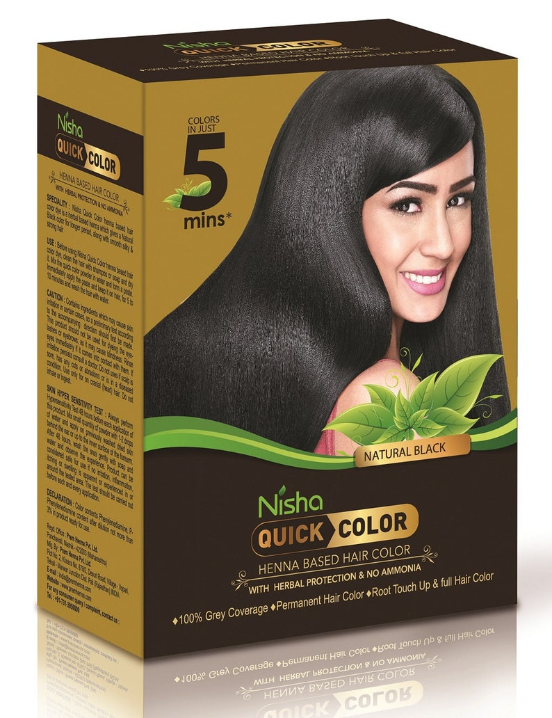 Nisha Quick Hair Color Henna-Based Herbal Protection No Ammonia 100% Grey Coverage Permanent Root Touch Up & Full Hair Color zdjęcie 2