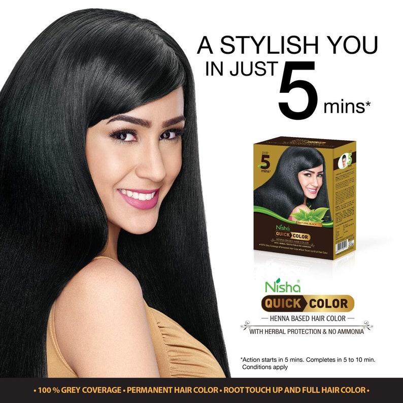 Nisha Quick Hair Color Henna-Based Herbal Protection No Ammonia 100% Grey Coverage Permanent Root Touch Up & Full Hair Color zdjęcie 5