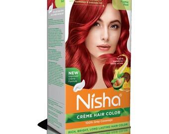 Nisha Cream Hair Color (150 ml/each) Flame Red Pack of 1