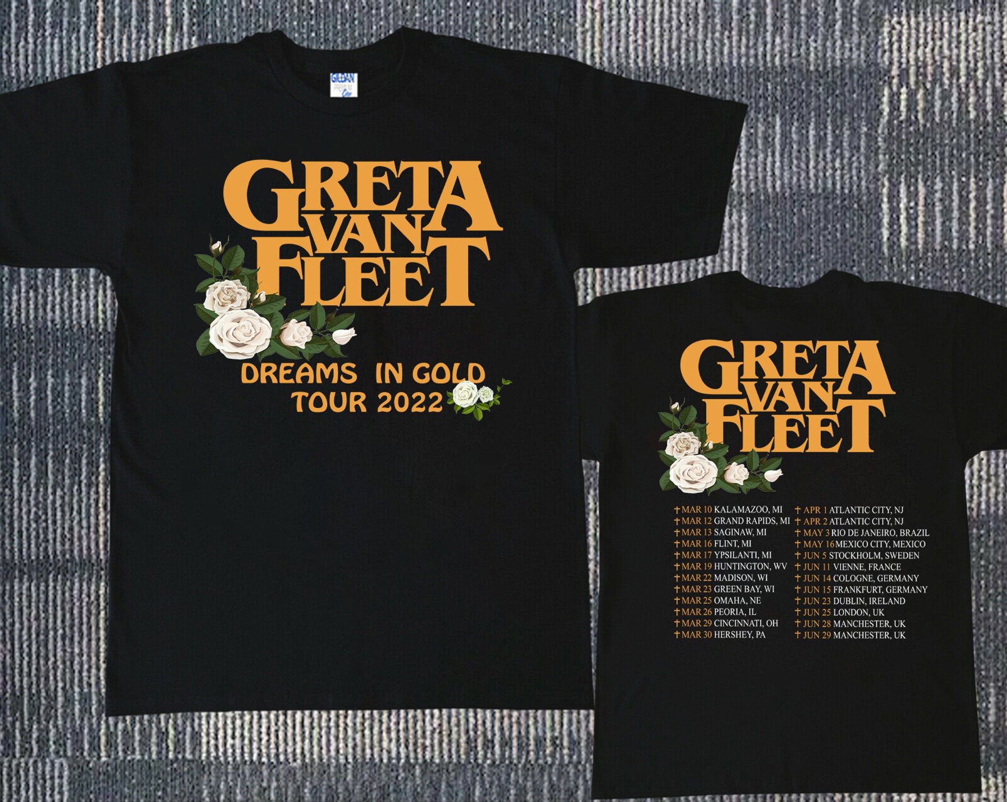 Discover Greta Van Fleet Dreams In Gold Tour 2022 T-Shirt