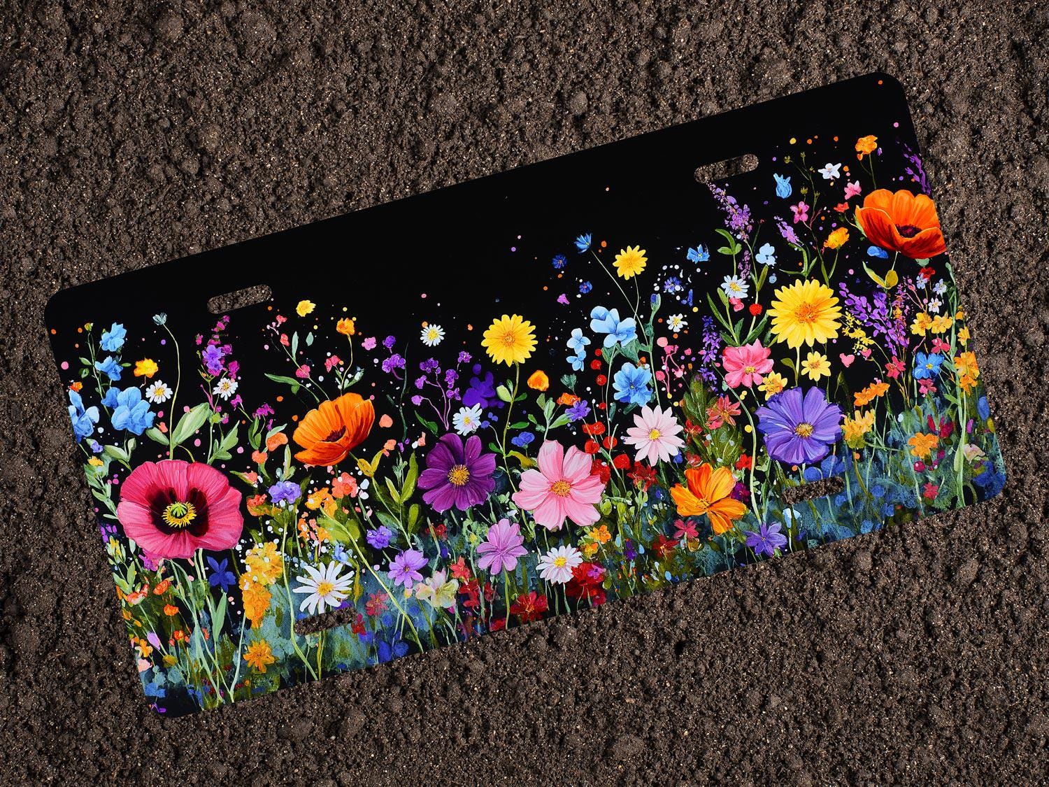 Boho Flower License Plate - Bohemian Floral Design