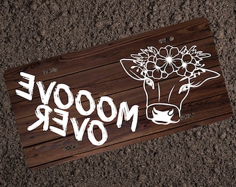 Mirrored Cow License Plate: Funny Car Accessories Gift