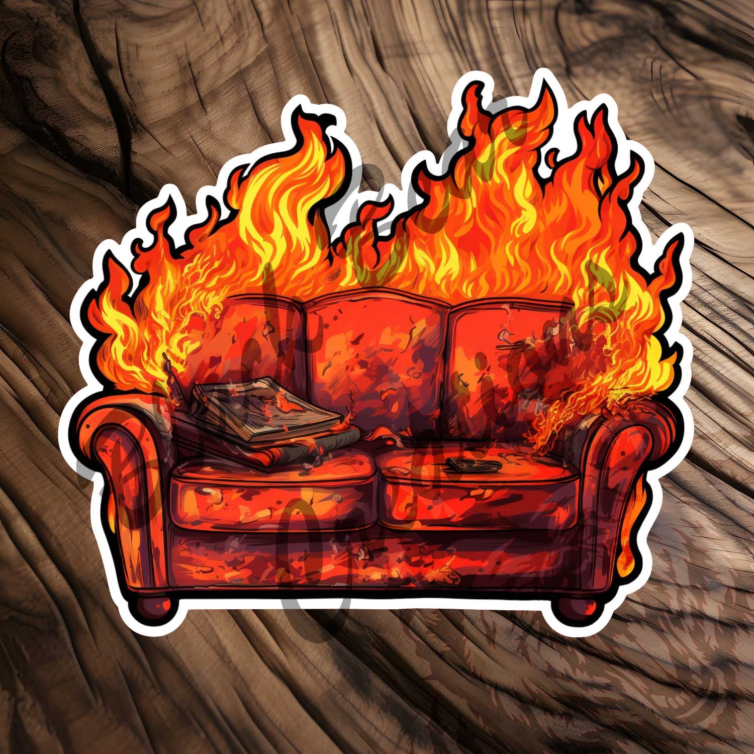 Burning Couch WV Sticker West Virginia Meme