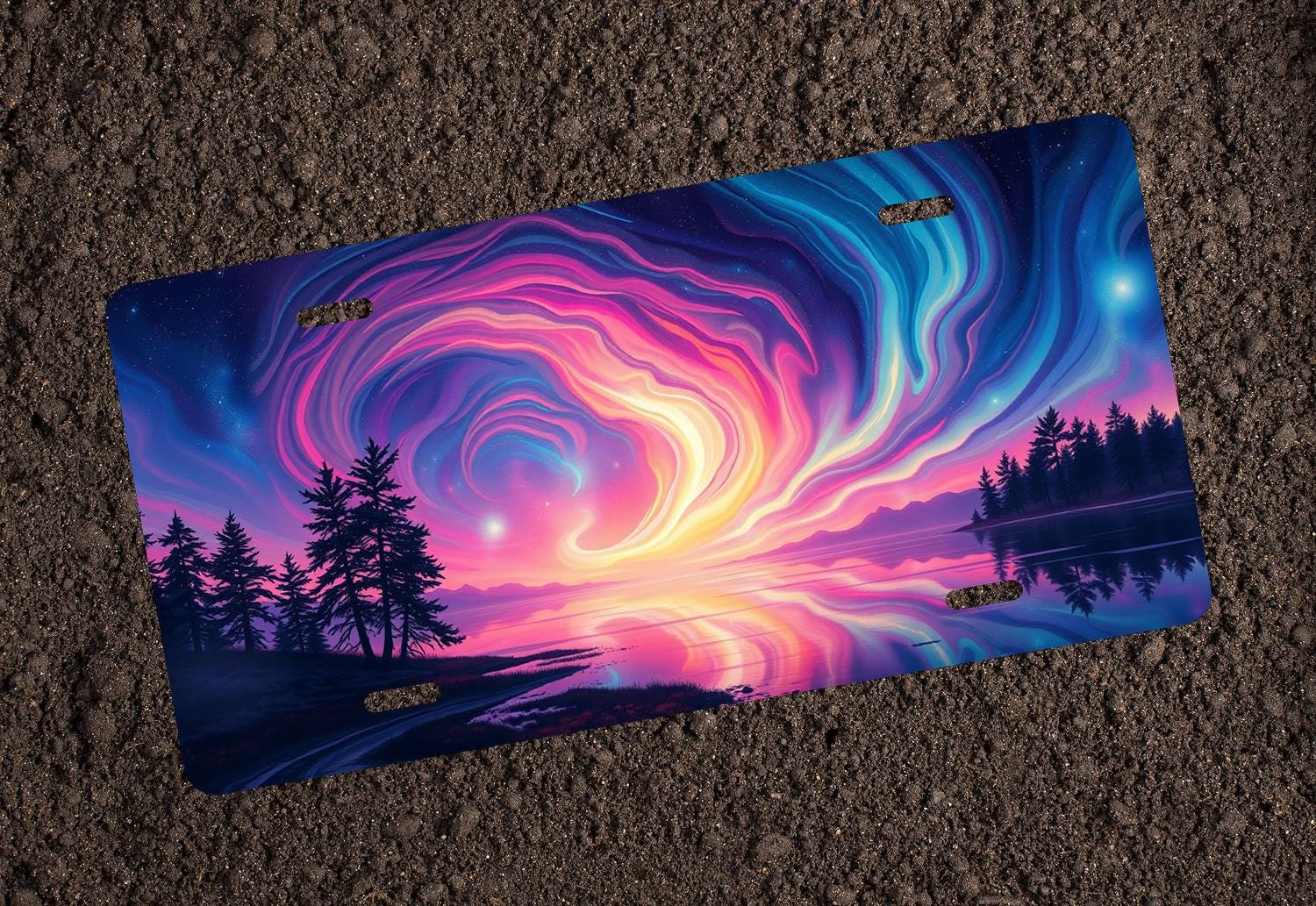 Aurora Borealis Landscape License Plate | Car Accessory | Vanity Plate | Nature Art | Gift