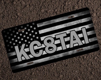 Amateur Radio Callsign License Plate: Patriotic Ham Gift