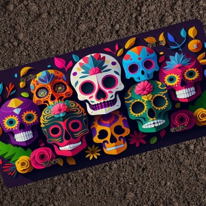 Vibrant Dia de los Muertos Day of the Dead License Plate Car Accessories Great Gift
