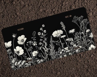 Wildflower Flower Art Black and White Perfect Car Accessory and Unique Gift for Car Enthusiasts