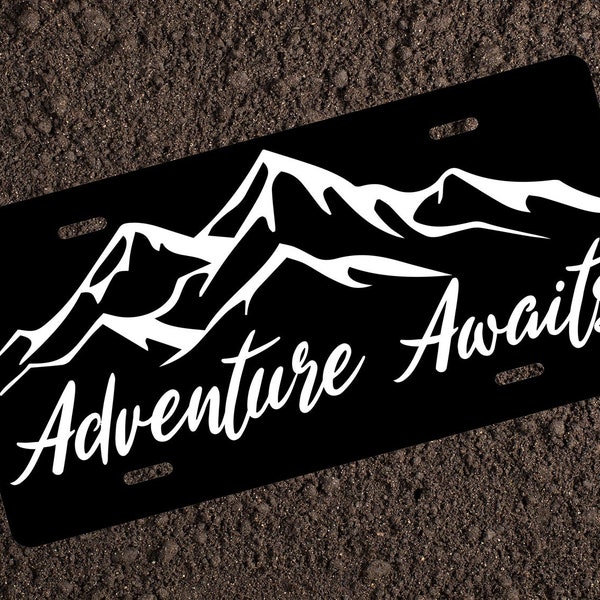 2PCS Adventure Awaits License Plate Frame - Funny License Plate Frame Fashion Auto Accessories Decorative Front And Rear Car Tags,Adventure License Plate Frame For Men & Womens