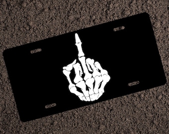 Middle Finger Skeleton Hand License Plate: Car Accessories Gift